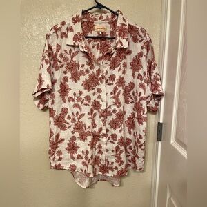 Papinelle Resort Pajama Shirt 100% linen sustainable notch collar L